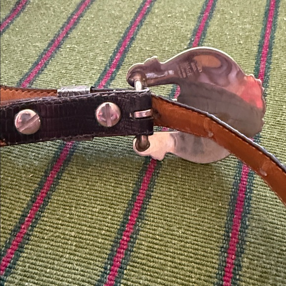 Vintage Western Wage Al Beres USA silver overlay leather belt - Picture 2 of 12